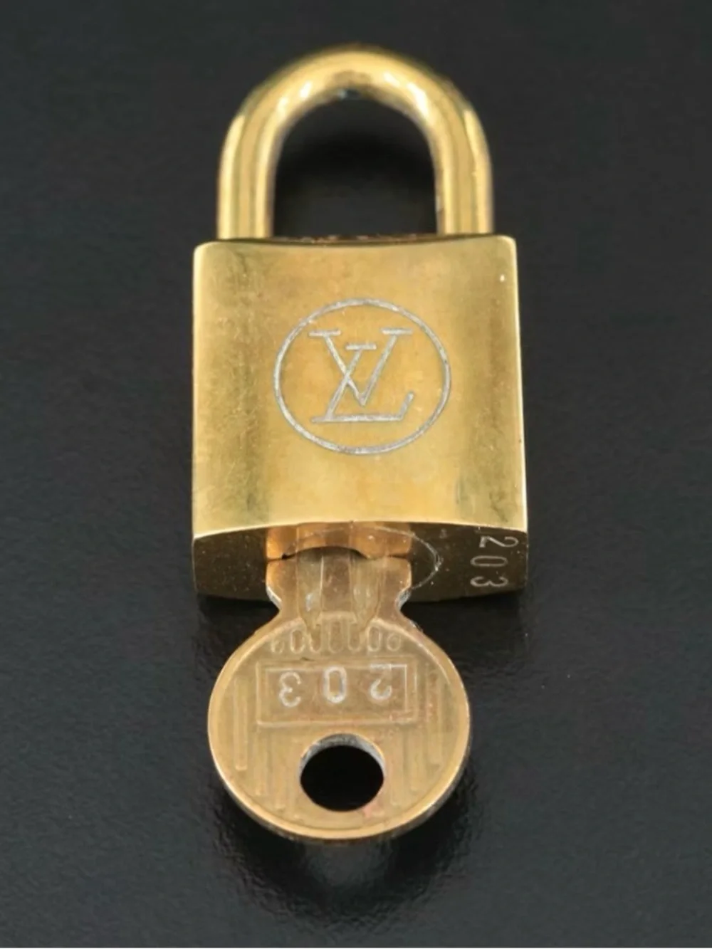 Louis Vuitton Vintage Gold-Tone Padlock with Key #203